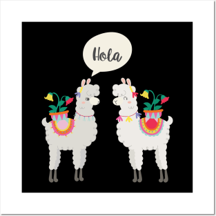 llama couple hola Posters and Art